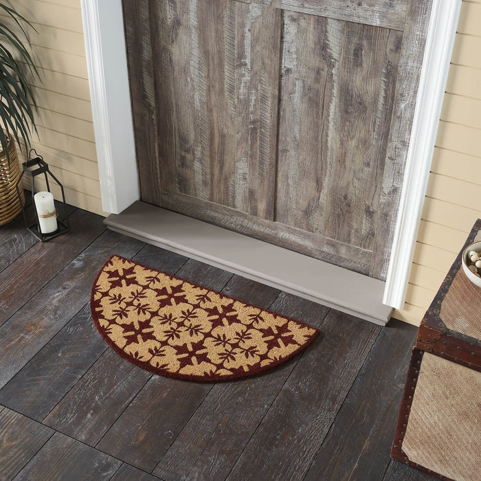 Charleston Mosaic Burgundy Coir Half Circle Rug 16.5x33" - Primitive Star Quilt Shop