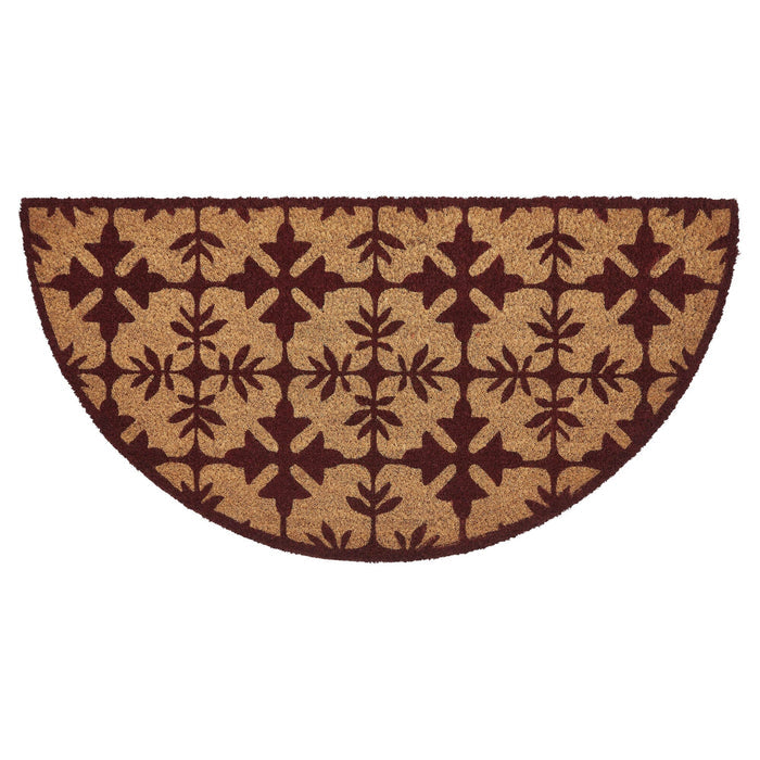 Charleston Mosaic Burgundy Coir Half Circle Rug 16.5x33" - Primitive Star Quilt Shop