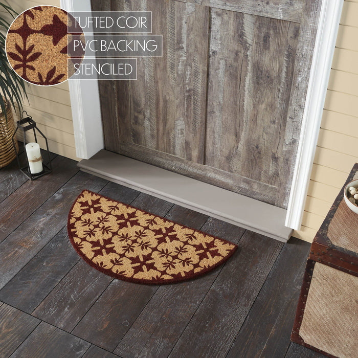 Charleston Mosaic Burgundy Coir Half Circle Rug 16.5x33" - Primitive Star Quilt Shop