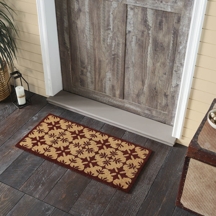 Charleston Mosaic Burgundy Coir Rectangle Rug 17x36" - Primitive Star Quilt Shop