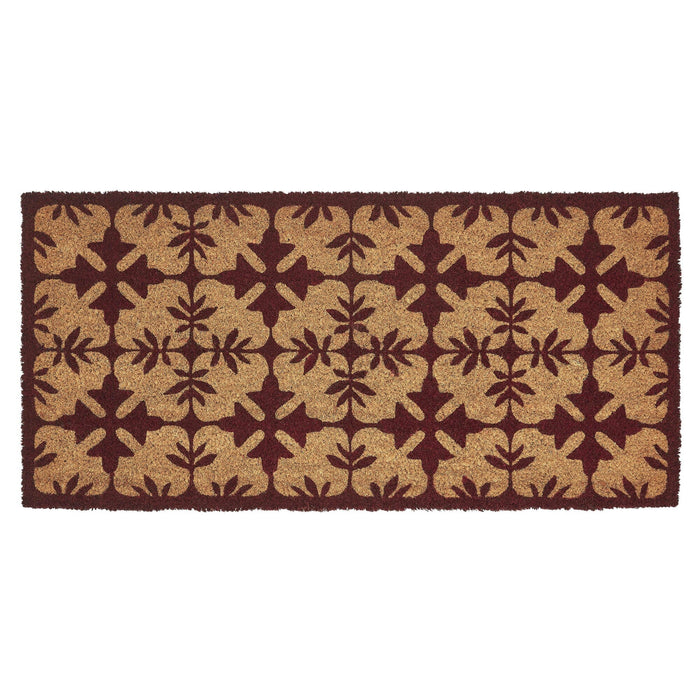 Charleston Mosaic Burgundy Coir Rectangle Rug 17x36" - Primitive Star Quilt Shop