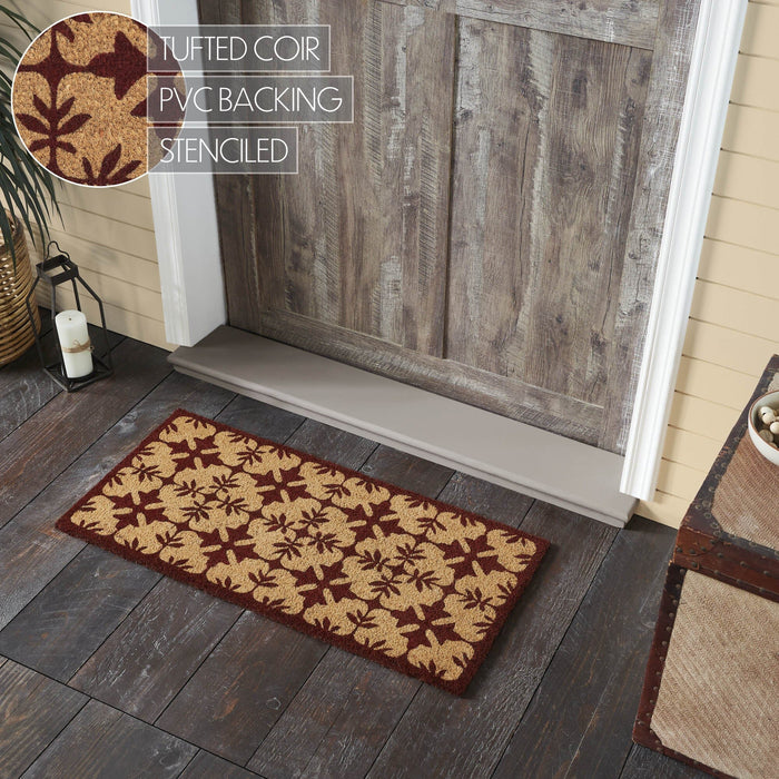 Charleston Mosaic Burgundy Coir Rectangle Rug 17x36" - Primitive Star Quilt Shop