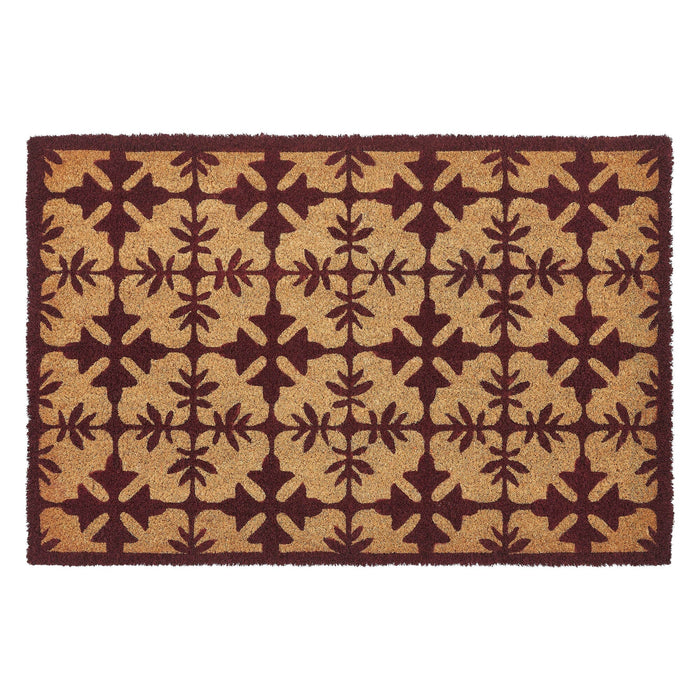 Charleston Mosaic Burgundy Coir Rectangle Rug 20x30" - Primitive Star Quilt Shop