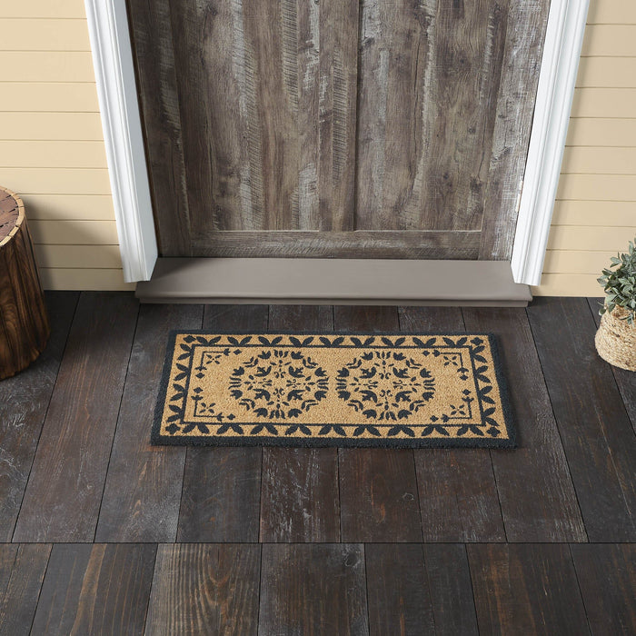 Charleston Mosaic Charcoal Coir Rectangle Rug 17x36" - Primitive Star Quilt Shop