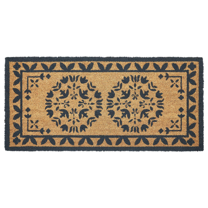 Charleston Mosaic Charcoal Coir Rectangle Rug 17x36" - Primitive Star Quilt Shop
