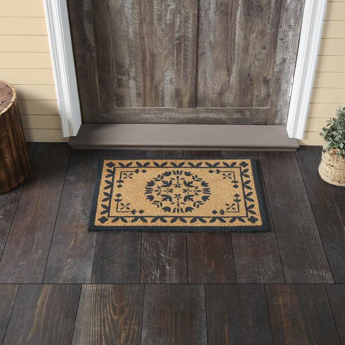 Charleston Mosaic Charcoal Coir Rectangle Rug 20x30" - Primitive Star Quilt Shop