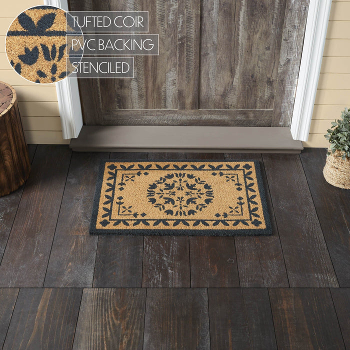 Charleston Mosaic Charcoal Coir Rectangle Rug 20x30" - Primitive Star Quilt Shop