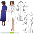 Sophisticated Christina Woven Dress pattern with long sleeves, turn back cuffs, and a mid-body fitted yoke, designed for a refined look