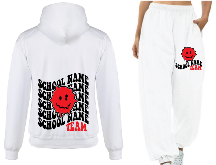 College Dripping Smiley Sweat Set