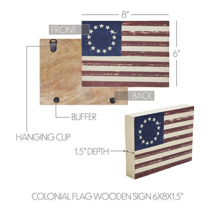 Colonial Flag Wood Sign - 6x8" - Primitive Star Quilt Shop