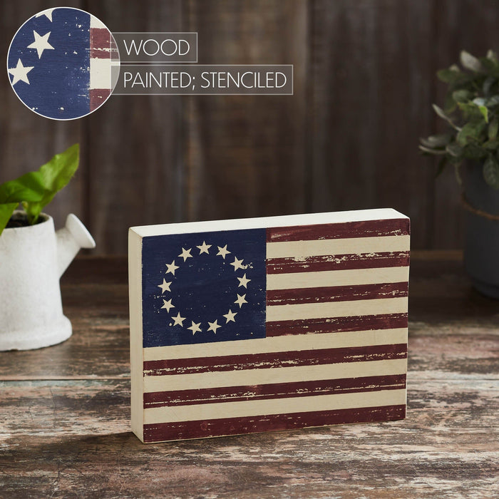Colonial Flag Wood Sign - 6x8" - Primitive Star Quilt Shop