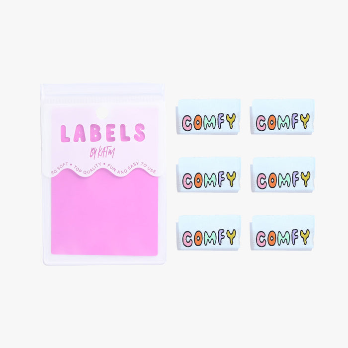 Comfy woven KATM sewing labels for handmade clothes and DIY sewing projects