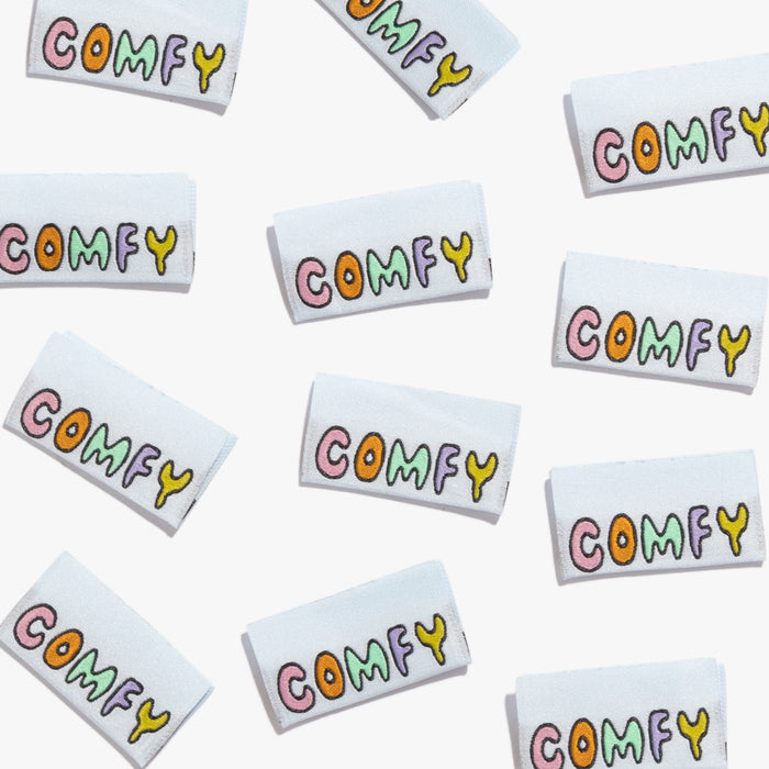 Comfy woven KATM sewing labels for handmade clothes and DIY sewing projects
