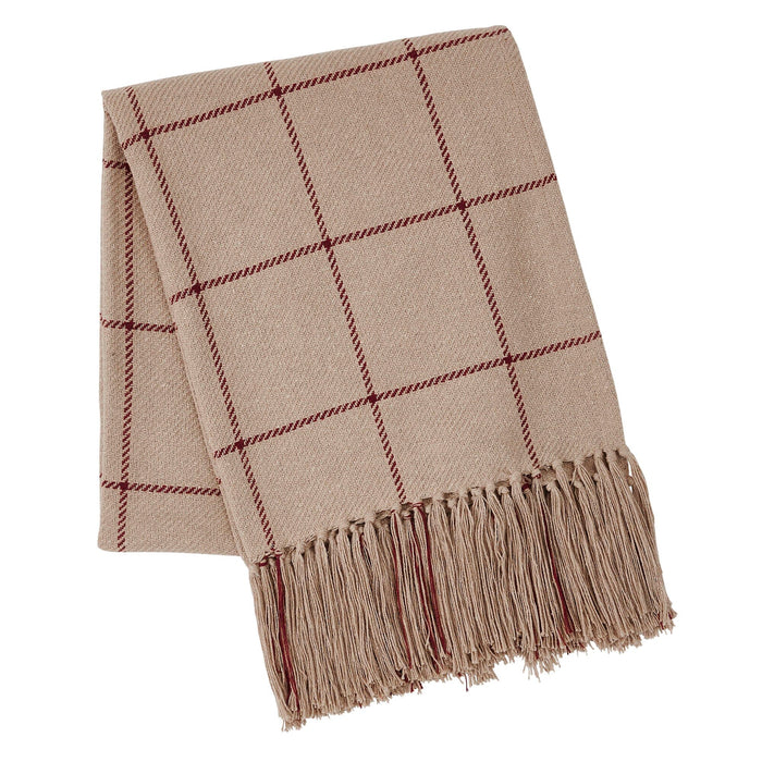 Connell Burgundy Windowpane Woven Throw - Primitive Star Quilt Shop