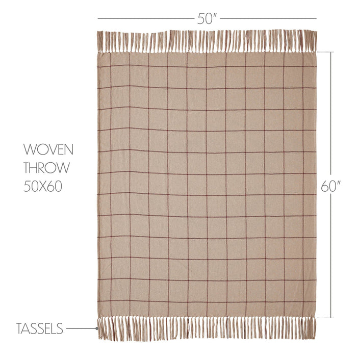 Connell Burgundy Windowpane Woven Throw - Primitive Star Quilt Shop