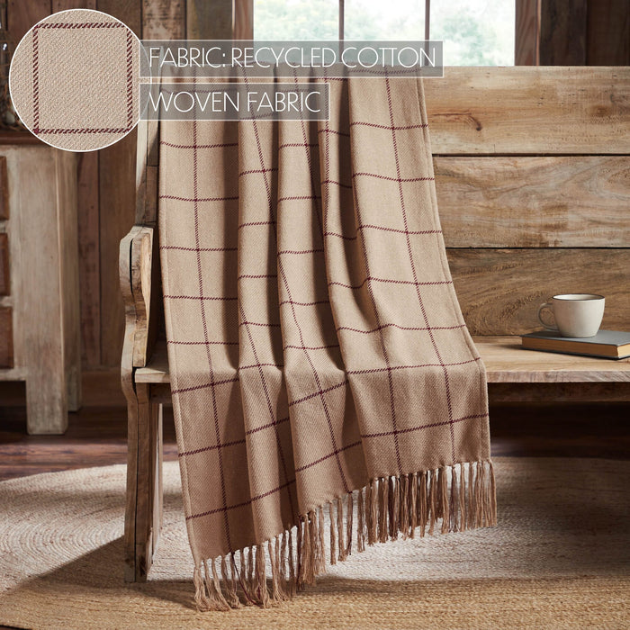 Connell Burgundy Windowpane Woven Throw - Primitive Star Quilt Shop
