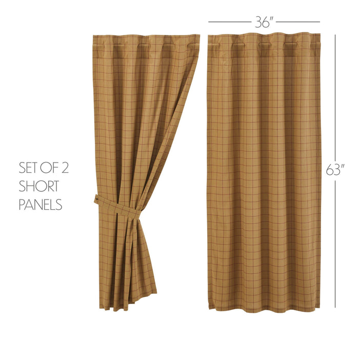 Connell Lined Short Panel Curtains 63" - Primitive Star Quilt Shop