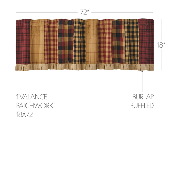 Connell Patchwork Lined Valance 72" - Primitive Star Quilt Shop