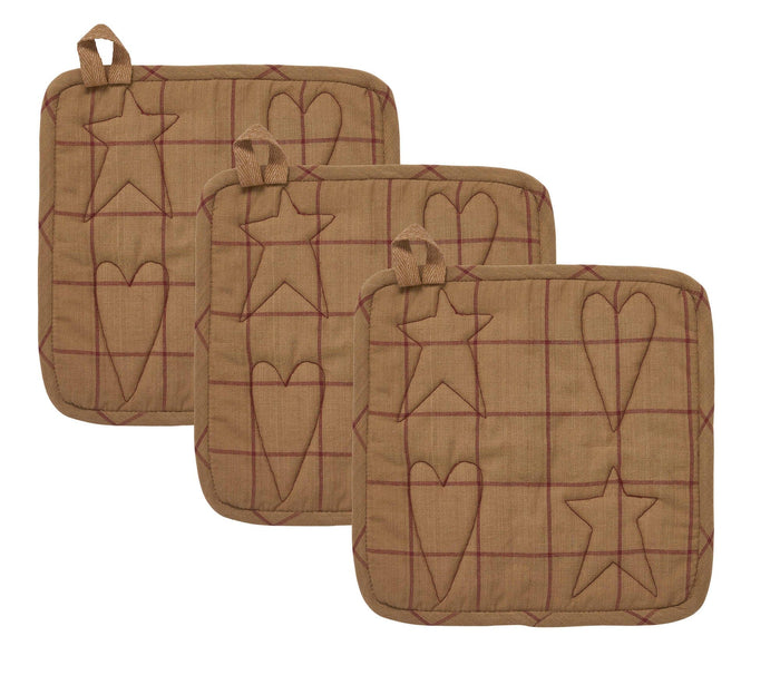 Connell Patchwork Pot Holder - Set of 3 - Primitive Star Quilt Shop