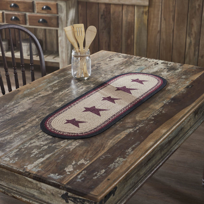 Connell Stencil Stars Braided Oval Runner 12x36" - Primitive Star Quilt Shop