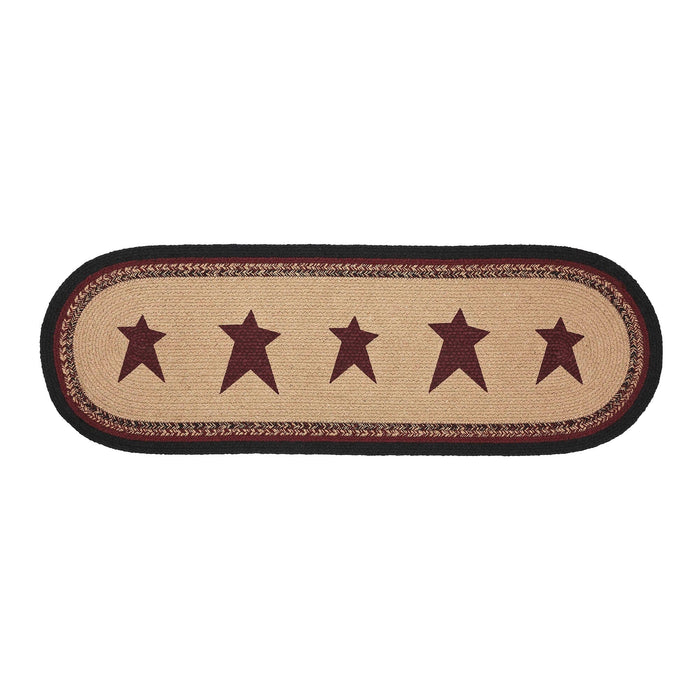 Connell Stencil Stars Braided Oval Runner 12x36" - Primitive Star Quilt Shop