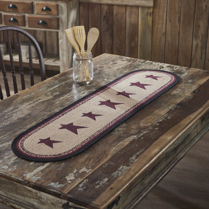 Connell Stencil Stars Braided Oval Runner 12x48" - Primitive Star Quilt Shop
