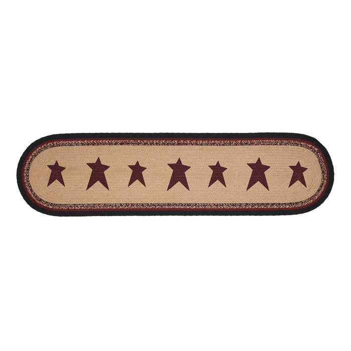 Connell Stencil Stars Braided Oval Runner 12x48" - Primitive Star Quilt Shop