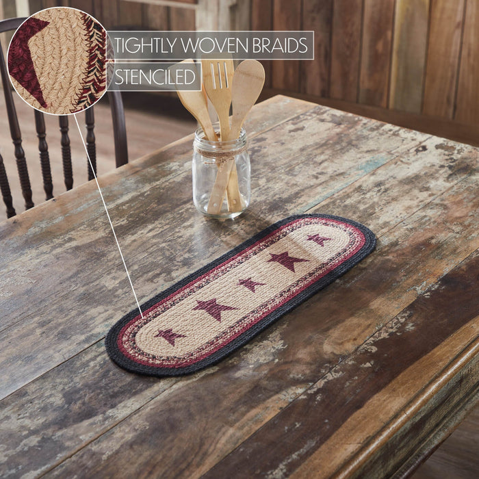 Connell Stencil Stars Braided Oval Runner 8x24" - Primitive Star Quilt Shop