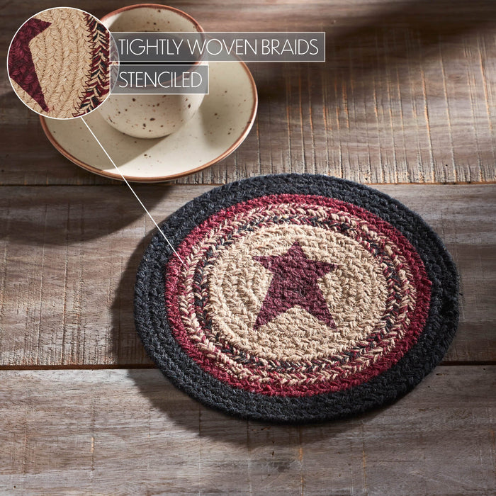 Connell Stencil Stars Braided Trivet 8" - Primitive Star Quilt Shop