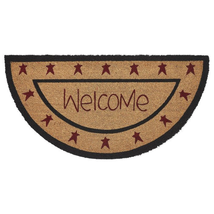 Connell "Welcome" Coir Half Circle Rug 16.5x33" - Primitive Star Quilt Shop