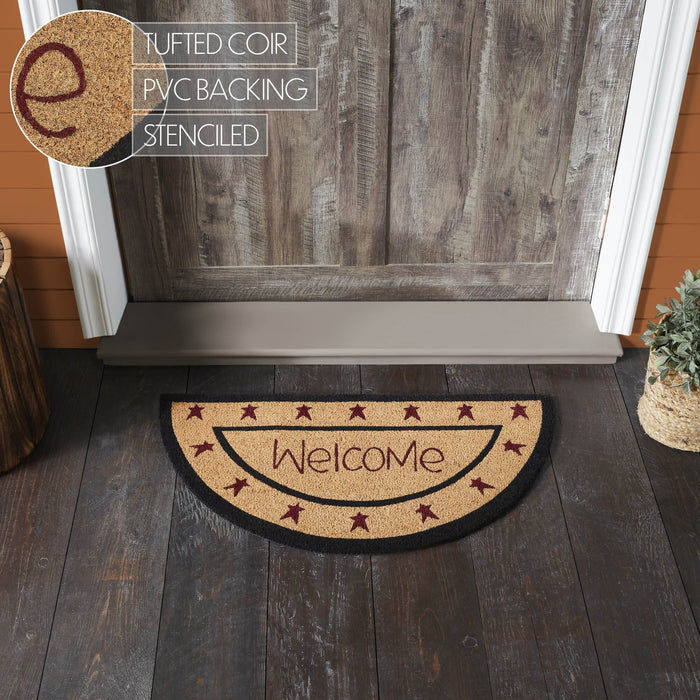 Connell "Welcome" Coir Half Circle Rug 16.5x33" - Primitive Star Quilt Shop