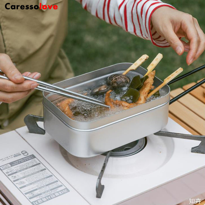 Cooking Bento Box Set, Japanese Aluminum Lunch Box Outdoor Cooking Utensils With Scale, Camping Travel Cooking Food Box Bento Box (800ML)