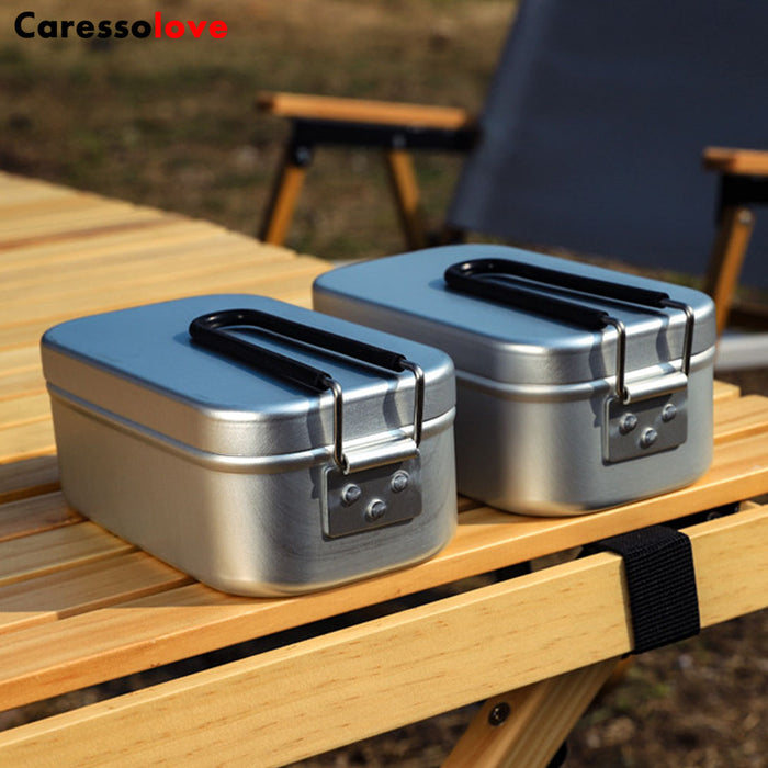 Cooking Bento Box Set, Japanese Aluminum Lunch Box Outdoor Cooking Utensils With Scale, Camping Travel Cooking Food Box Bento Box (800ML)