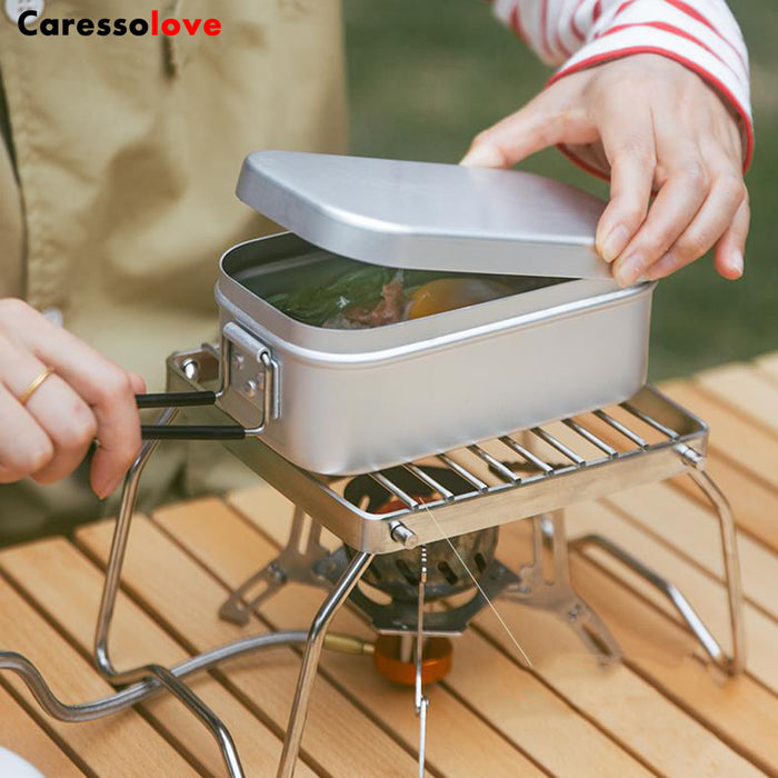 Cooking Bento Box Set, Japanese Aluminum Lunch Box Outdoor Cooking Utensils With Scale, Camping Travel Cooking Food Box Bento Box (800ML)