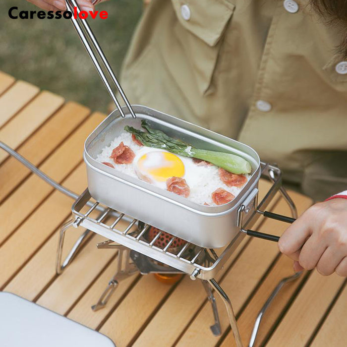 Cooking Bento Box Set, Japanese Aluminum Lunch Box Outdoor Cooking Utensils With Scale, Camping Travel Cooking Food Box Bento Box (800ML)