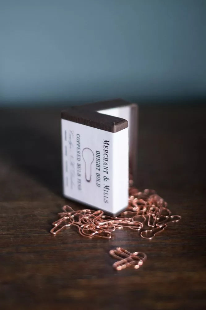 Merchant & Mills Coppered Bulb Pins with wide bowl for tags and craft projects