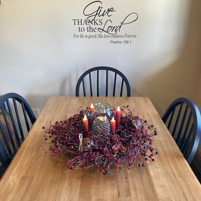 Country Berry Rusty Bell Centerpiece with Candles - Primitive Star Quilt Shop