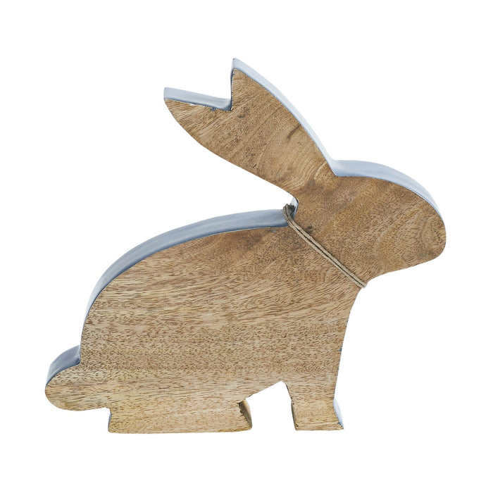 Country Blue Enamel Wooden Bunny 9x9.5" - Primitive Star Quilt Shop