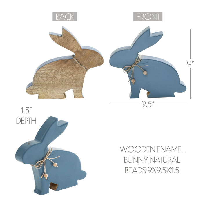 Country Blue Enamel Wooden Bunny 9x9.5" - Primitive Star Quilt Shop