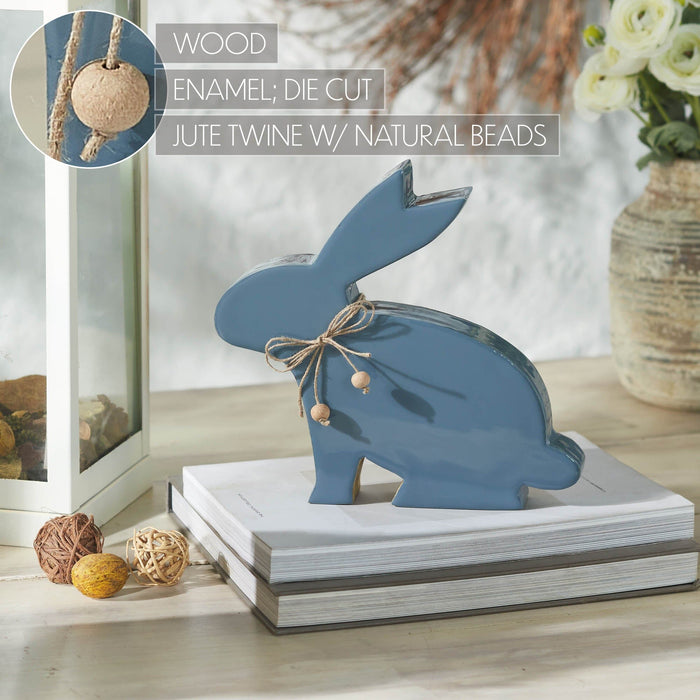 Country Blue Enamel Wooden Bunny 9x9.5" - Primitive Star Quilt Shop