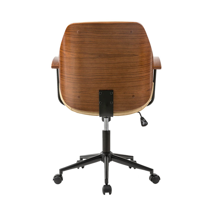 Cream Leatherette Adjustable Swivel Desk Chair/Task Office Chair