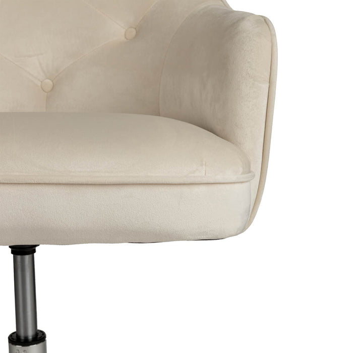 Cream Velvet Gaslift Adjustable Swivel Office Chair/Desk Chair