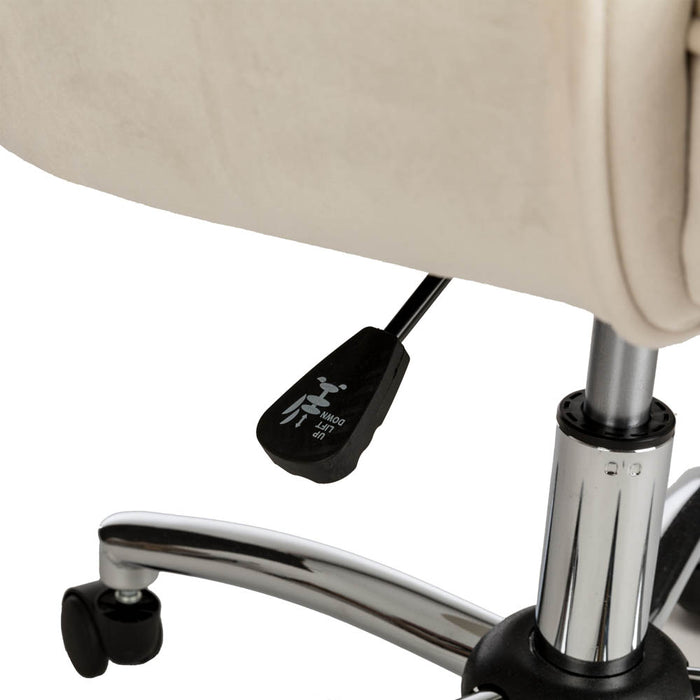 Cream Velvet Gaslift Adjustable Swivel Office Chair/Desk Chair