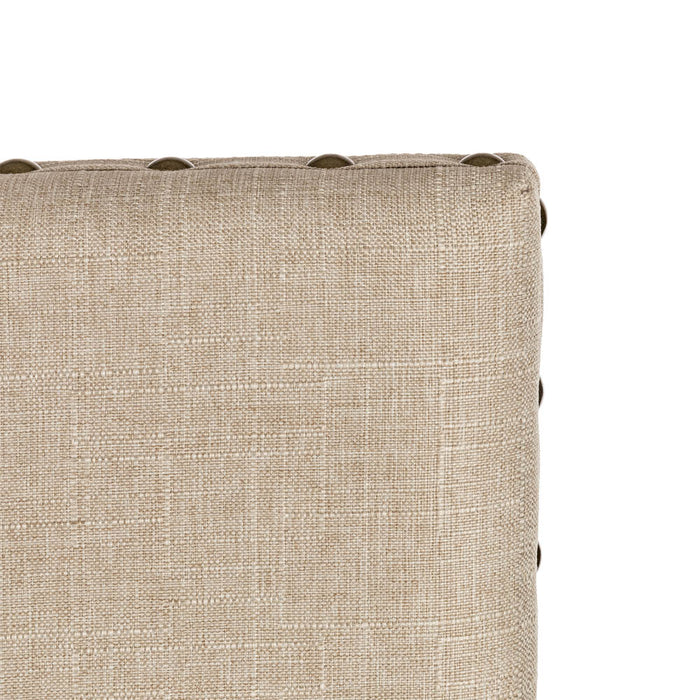 Cream White Fabric Dining Chair with Adjustable Feet Nails, Set of 2