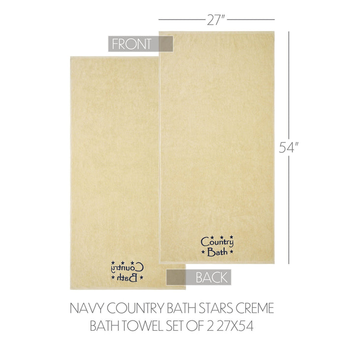 Creme "Country Bath" Bath Towel - Set of 2 - Primitive Star Quilt Shop