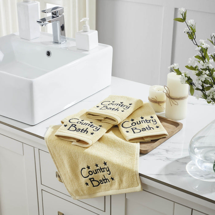 Creme "Country Bath" Washcloth - Set of 4 - Primitive Star Quilt Shop