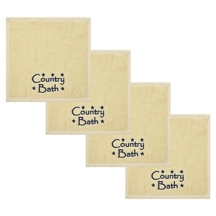 Creme "Country Bath" Washcloth - Set of 4 - Primitive Star Quilt Shop