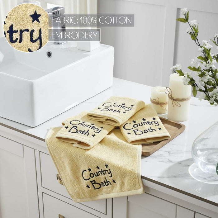 Creme "Country Bath" Washcloth - Set of 4 - Primitive Star Quilt Shop