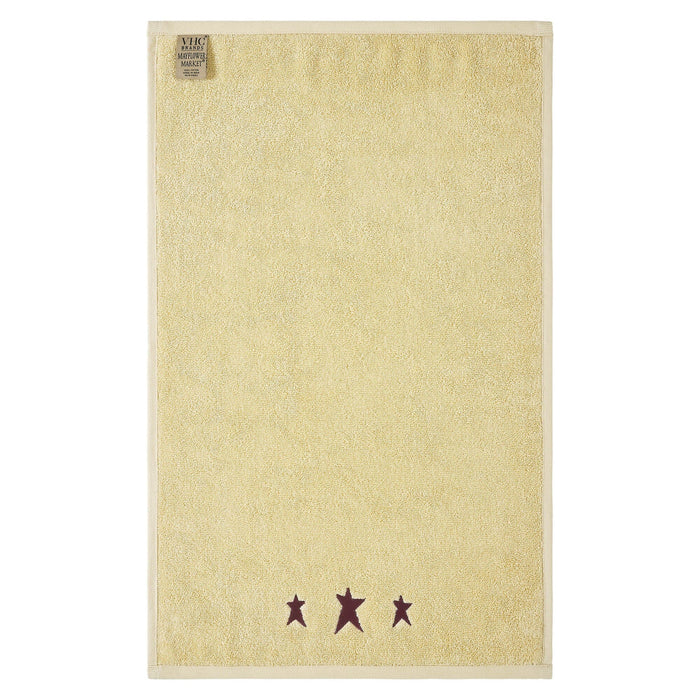 Creme with Burgundy Prim Stars Hand Towel - Set of 2 - Primitive Star Quilt Shop