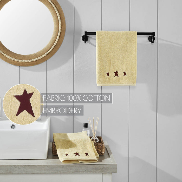 Creme with Burgundy Prim Stars Hand Towel - Set of 2 - Primitive Star Quilt Shop
